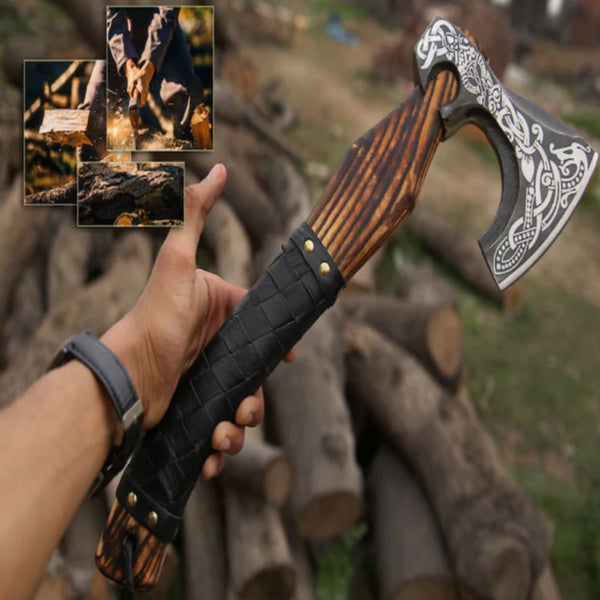 Hand Forged Carbon Steel VIKING AXE with Ash Wood handle -SMB
