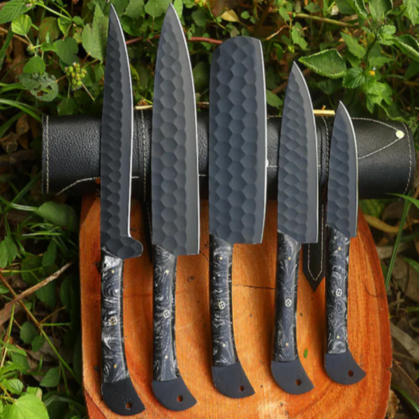 Handmade Kitchen Set Of 5Pcs Chef Knife set with Black Coated Steel - CKS116